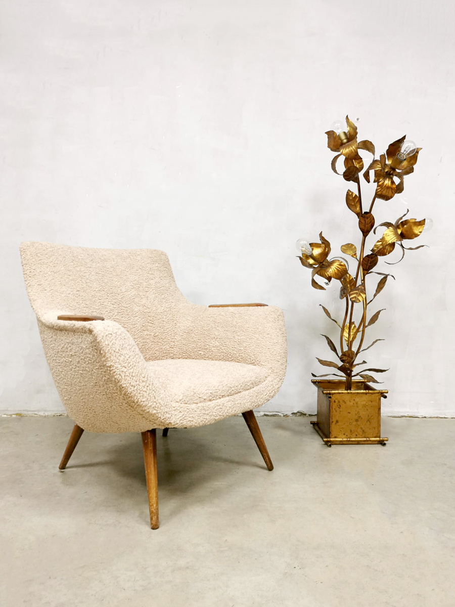 Vintage Dutch design easy armchair bouclé lounge chair 'Pure Nature'