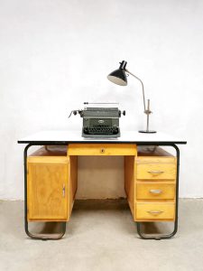 vintage industrial desk industrieel bureau