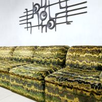vintage jaren 70 seventies design lounge bank modular sofa retro army print