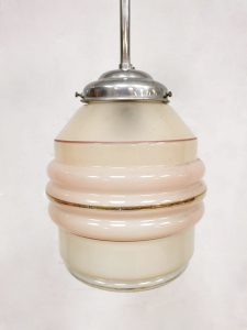 Vintage pendant hanglamp glass Art Deco 'soft Pink'