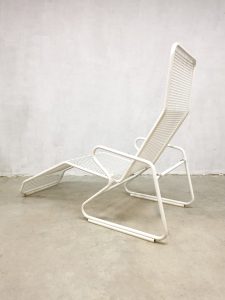 Vintage draadfauteuil ligbed, midcentury modern metal wire chaise lounge garden set chair metal