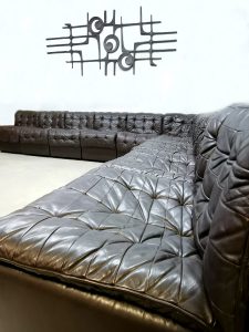 vintage leren modulaire lounge bank De Sede DS 11 modular sofa midcentury modern eclectic