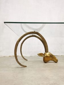 vintage brass coffee table ibex heads ram hoofden salontafel
