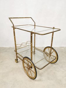 vintage brass italian trolley liquor cabinet serveerwagen