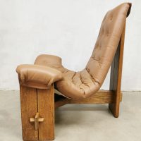 vintage brutalist leather lounge easy chair fauteuil