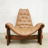 vintage brutalist leather lounge easy chair fauteuil