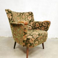 vintage cocktail armchair baroque dessin velours