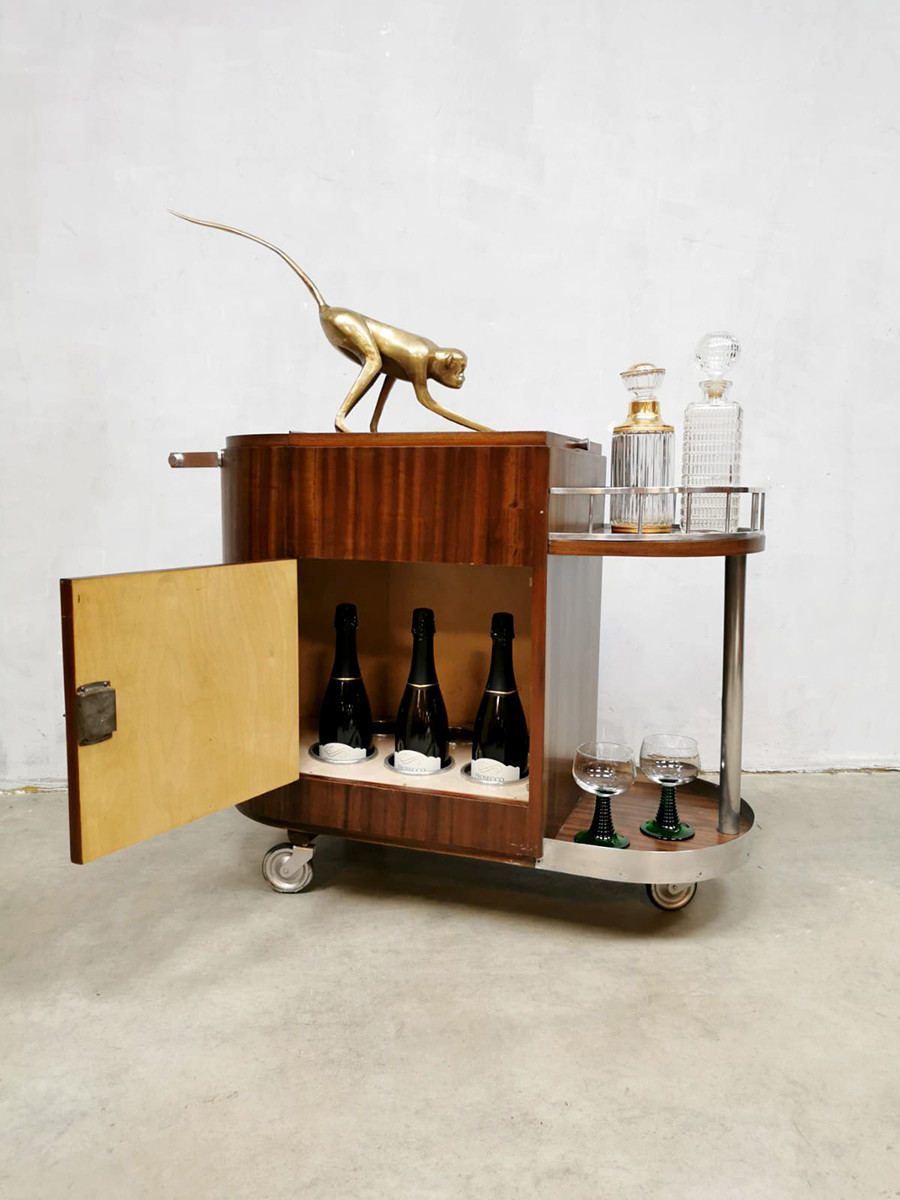 Gastvrijheid Collectief Meyella Midcentury bar trolley liquor cabinet vintage serveerwagen | Bestwelhip