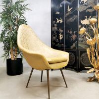 Midcentury Italian design easy chair lounge fauteuil 'Gold touch baroque print'