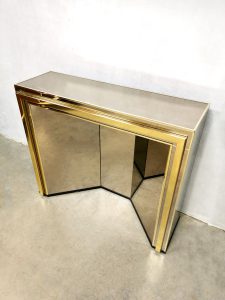 midcentury design mirrored glass gold console