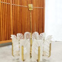 Midcentury design chandelier Murano glass leaves Carl Fagerlund Orrefors