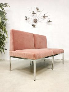 Dutch design vintage sofa easy chairs lounge stoelen 'Pink velvet loveseat'