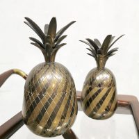 Midcentury antique decorative brass pineapple ice bucket box messing ananas