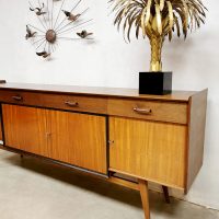 Vintage teakwood Dutch design sideboard dressoir wandkast