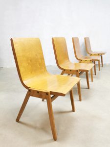 midcentury plywood chairs stacking stapelbare stoelen Ronald Rainer