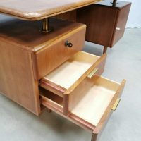 Midcentury Dutch design brass desk bureau Poly Z walnut Zijlstra A A Patijn