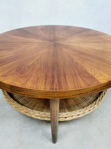 Midcentury design wicker coffee table salontafel rotan