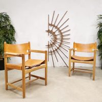 Midcentury design 'Hunting chairs' dining chairs eetkamerstoelen Børge Mogensen model 3238