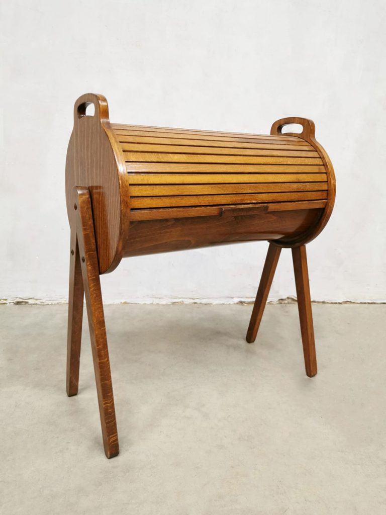 Vintage design roll top sewing box bijzettafel naaikist