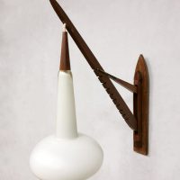 midcentury Danish design milk glass teak wall lamp hengellamp pendant lamp