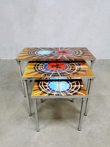 Vintage Belarti bijzettafel tegeltafel retro tile table nesting table