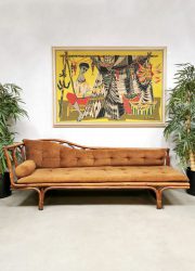Midcentury bamboo sofa chaise longue daybed bamboe lounge bank