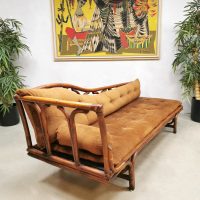 Midcentury bamboo sofa chaise longue daybed bamboe lounge bank rattan rotan