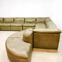 vintage German design modular sofa modulaire banken Laauser green leather