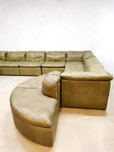 vintage German design modular sofa modulaire banken Laauser green leather