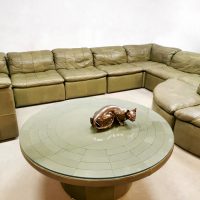 vintage design modular sofa modulaire banken Laauser green leather patchwork coffee table Laausser