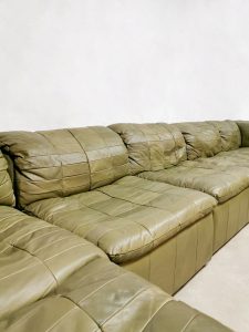 midcentury design modular sofa modulaire banken Laauser green leather