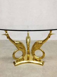 vintage brass peacock coffee table side table salontafel