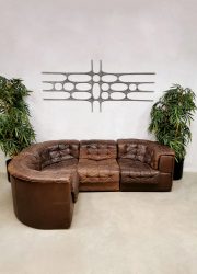 Vintage brown modular patchwork sofa modulaire bank De Sede DS-11