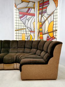 vintage brown fabric sofa modulaire bank De Sede style