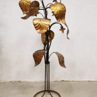 Midcentury Italian design 'Rhubarb leaf' brass floor lamp vloerlamp