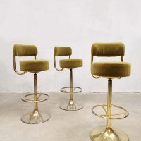 Midcentury Swedish vintage brass bar stools barkrukken Borje Johanson