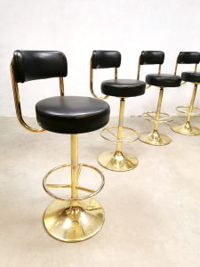 Midcentury Swedish design brass bar stools Borje Johanson