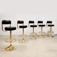Midcentury Swedish industrial brass bar stools barkrukken Borje Johanson