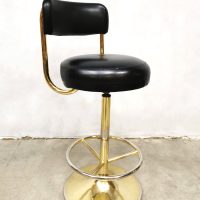 Vintage industrial brass bar stools barkrukken Borje Johanson