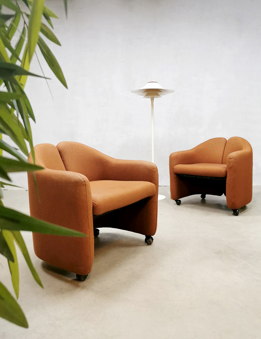 Midcentury Italian design easy chairs clubstoel PS142 Eugenio Gerli Tecno