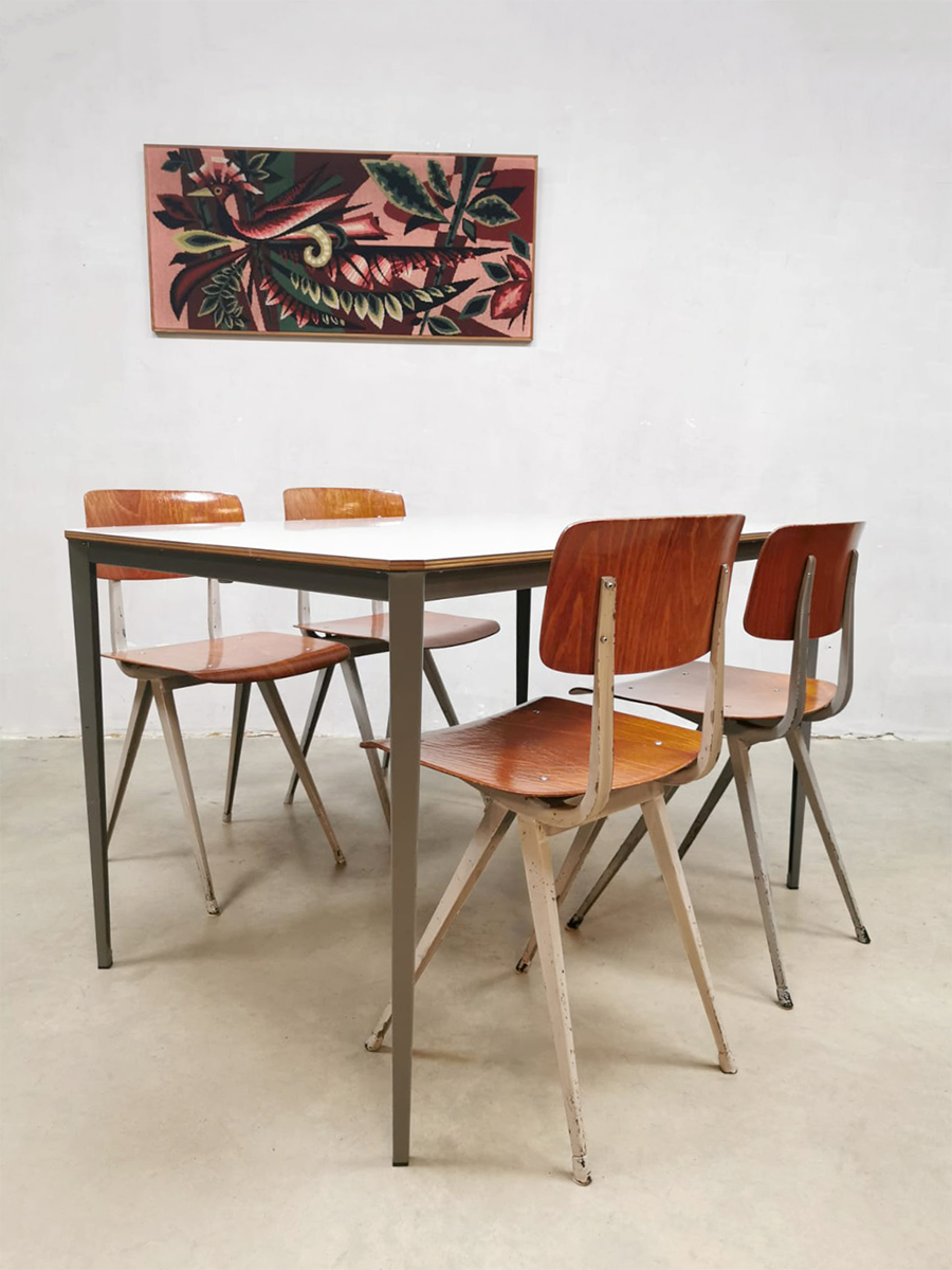 Vintage Dutch design industrial office table tafel Wim Rietveld Ahrend de Cirkel