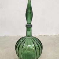 green Italian vintage glass genie bottle Itiaanse glazen fles groen