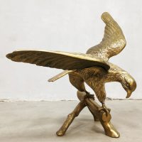 Midcentury design brass large powerful eagle sculpture messing sculptuur adelaar