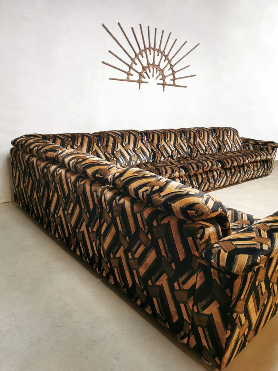 brown velvet shades geometric sofa bank lounge set seating group