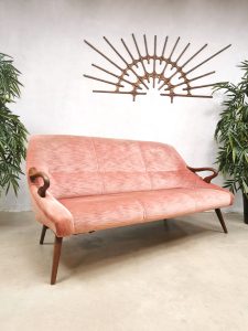 Vintage Danish design lounge set sofa armchairs pink velvet