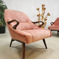 Midcentury Danish design lounge set sofa armchairs fauteuils 'Lovely pink velvet'