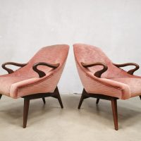 Vintage Danish design lounge set sofa armchairs pink velvet