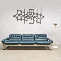 Asko stijl sofa bank 3 zitter leather Ilmari Lappalainen