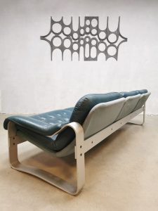 Asko stijl vintage sofa bank 3 zitter leather Ilmari Lappalainen