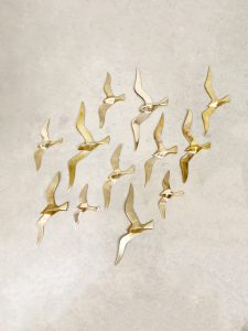 Vintage brass bird wall decoration messing vogel muurdecoratie 'Birds'